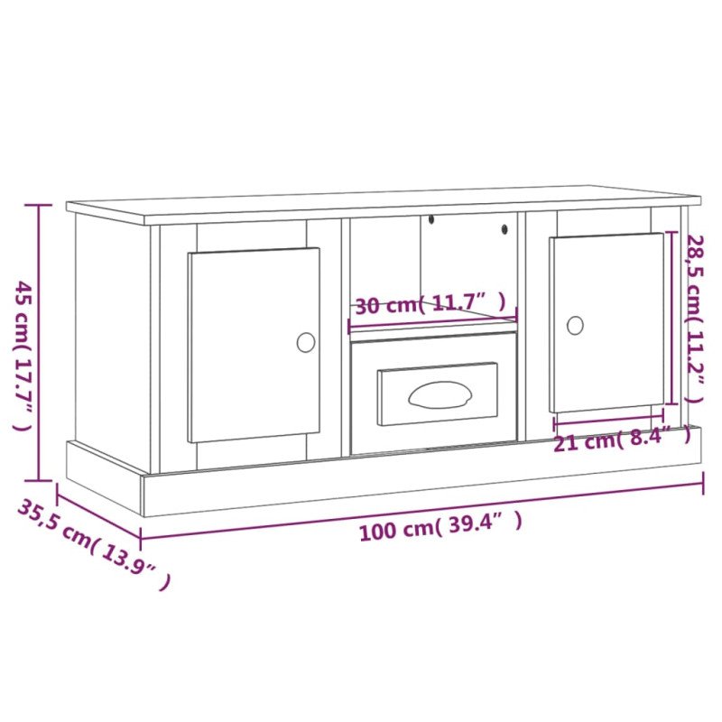 vidaXL TV skrinka sivý dub sonoma 100x35,5x45 cm kompozitné drevo