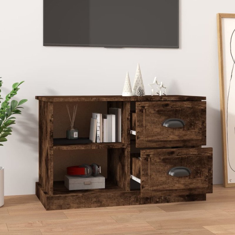 vidaXL TV skrinka dymový dub 73x35,5x47,5 cm spracované drevo