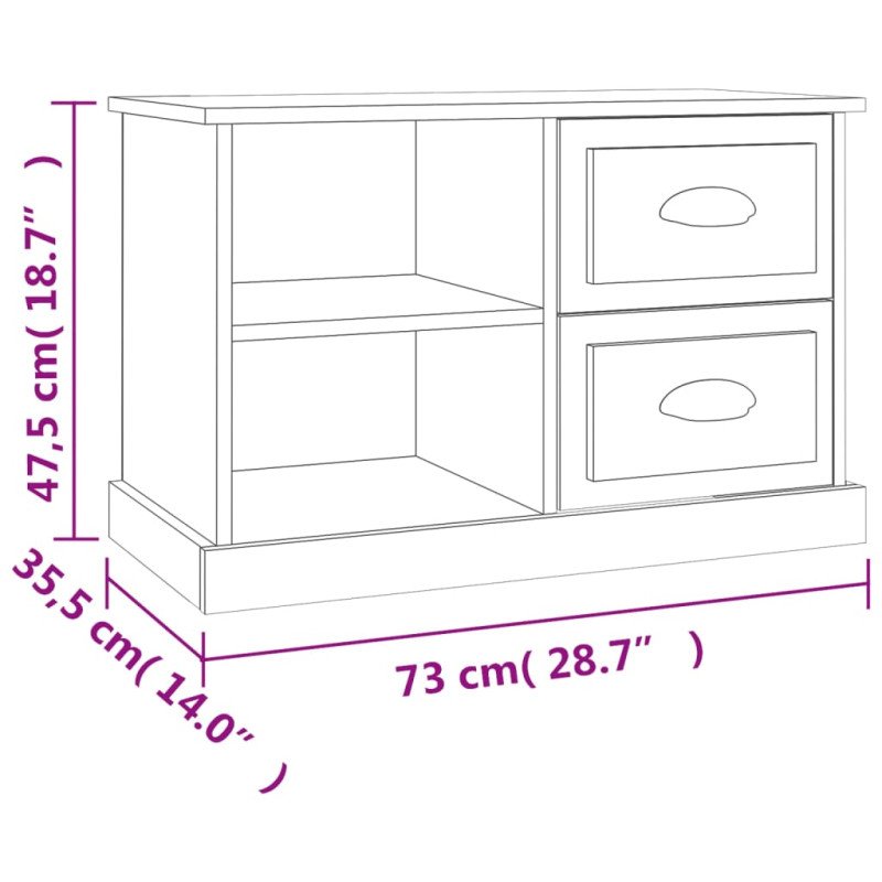 vidaXL TV skrinka dymový dub 73x35,5x47,5 cm spracované drevo