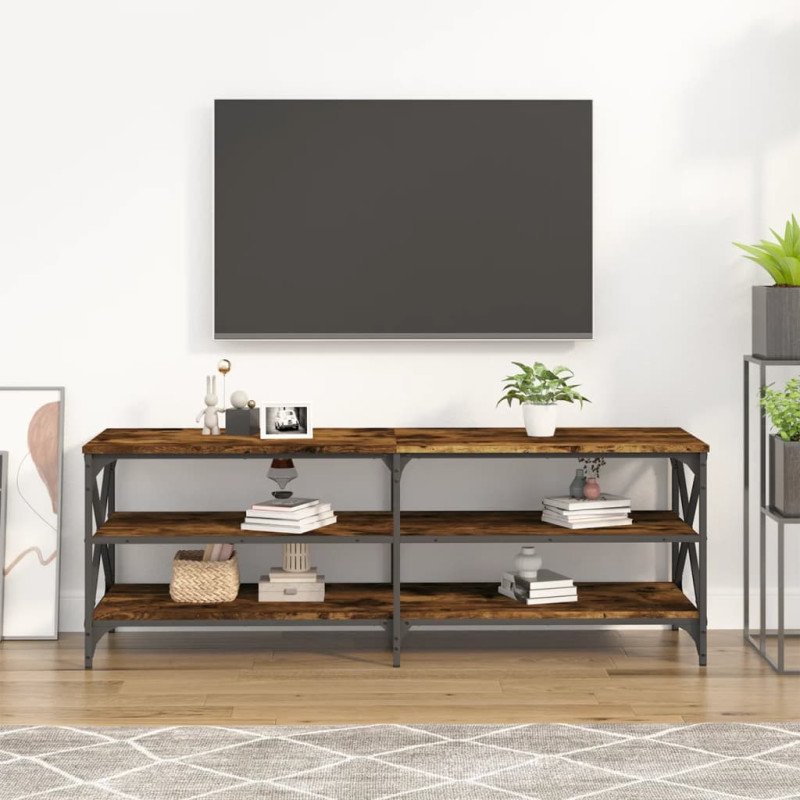 vidaXL TV skrinka dymový dub 140x40x50 cm kompozitné drevo