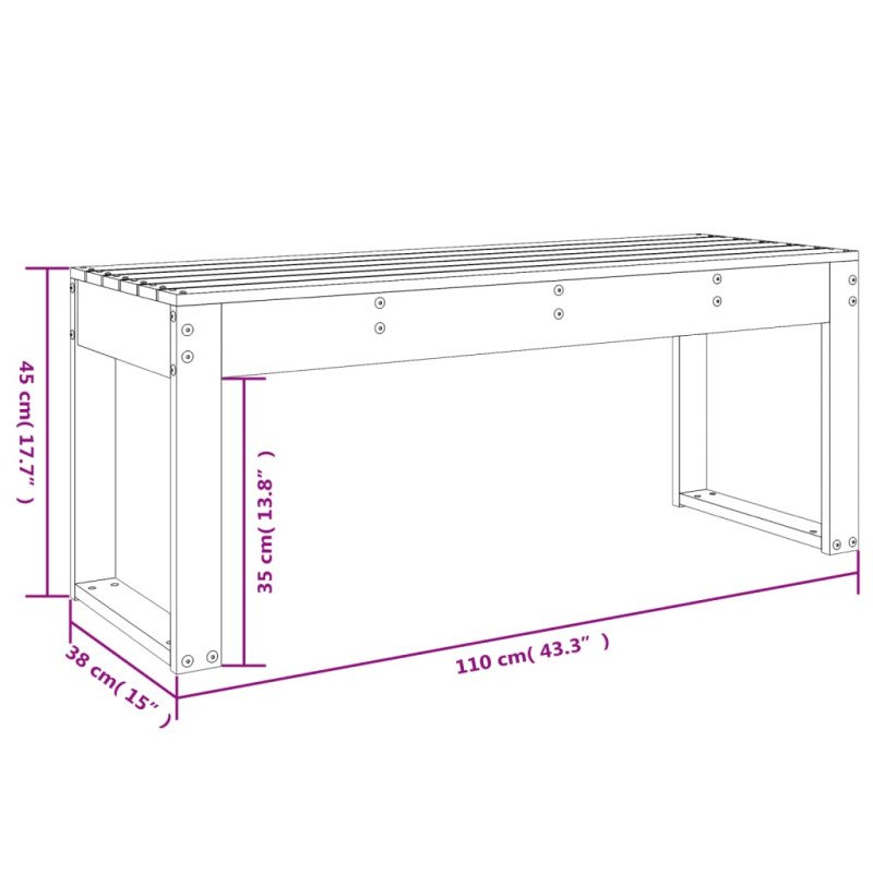 vidaXL Záhradná lavica biela 110x38x45 cm masívna borovica