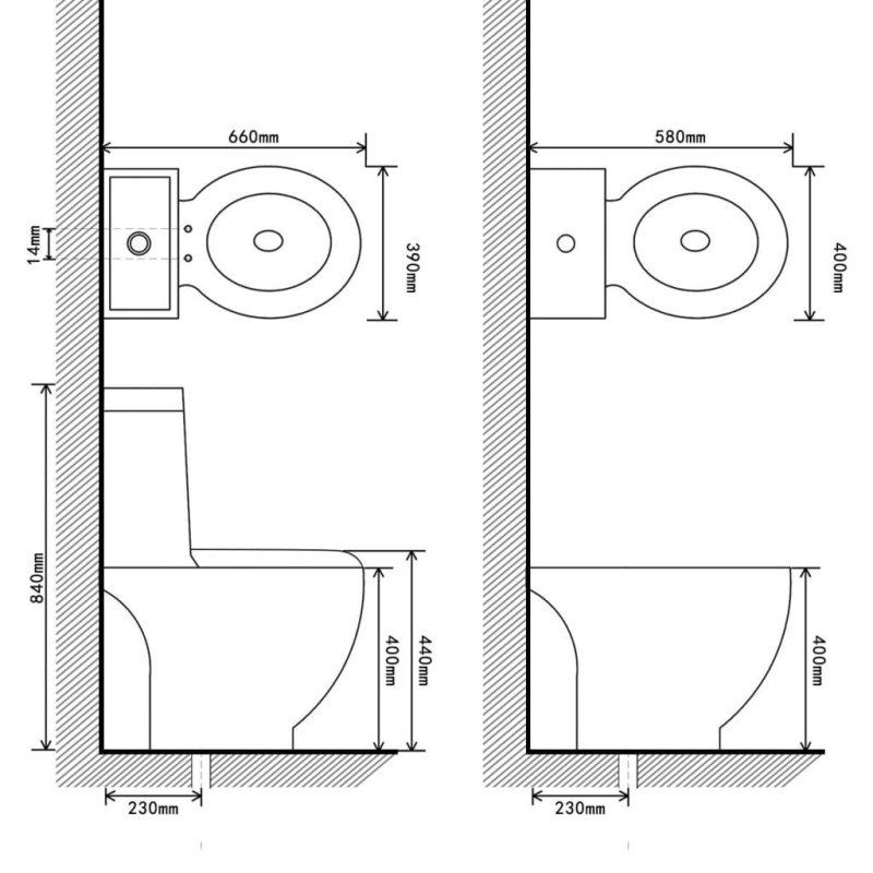 Biela keramická toaleta a bidet