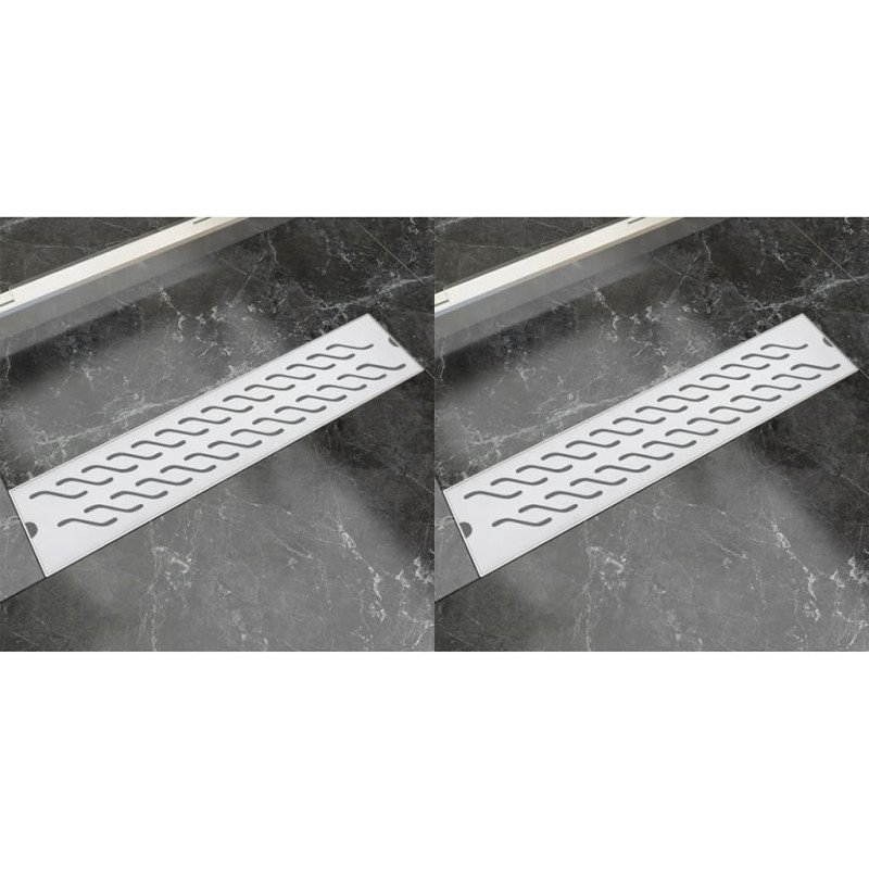 vidaXL Rovný sprchový odtok 2 ks vlnovka 530x140 mm nehrdzavejúca oceľ