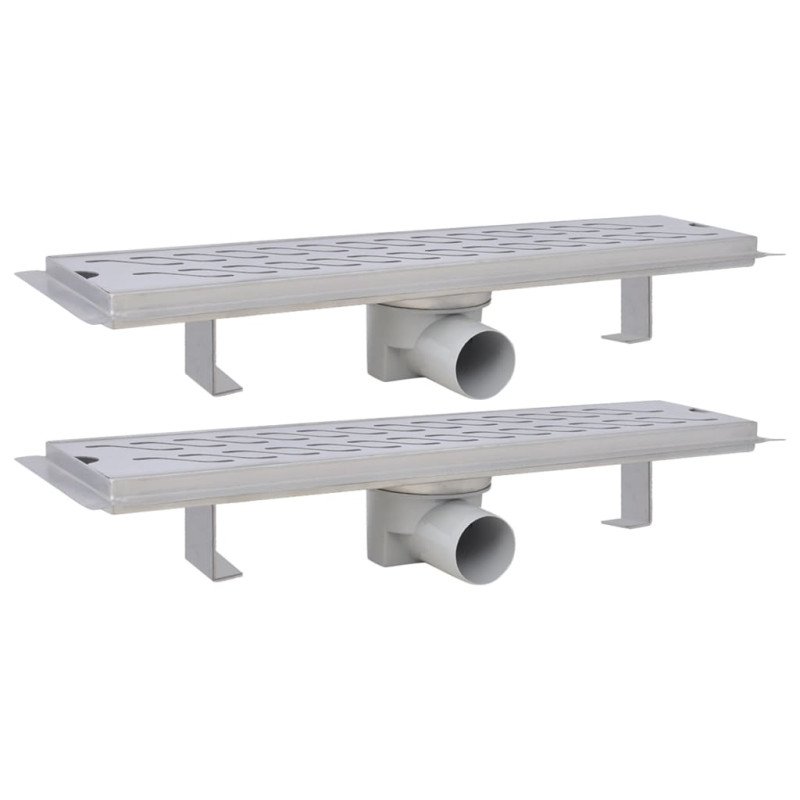 vidaXL Rovný sprchový odtok 2 ks vlnovka 530x140 mm nehrdzavejúca oceľ