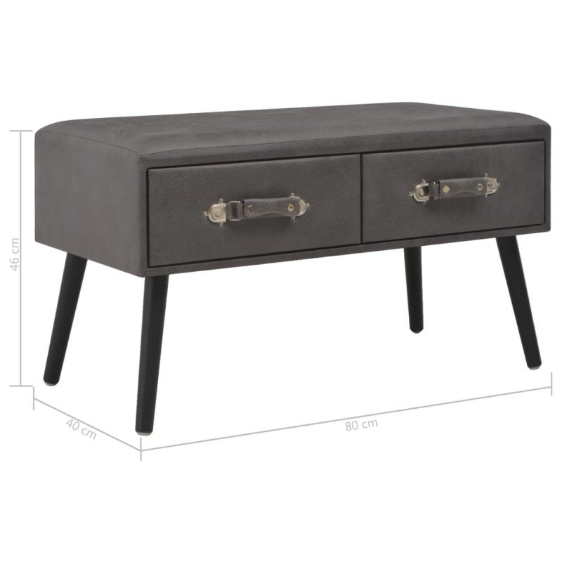 vidaXL Lavica so zásuvkami 80 cm, sivá, umelá koža