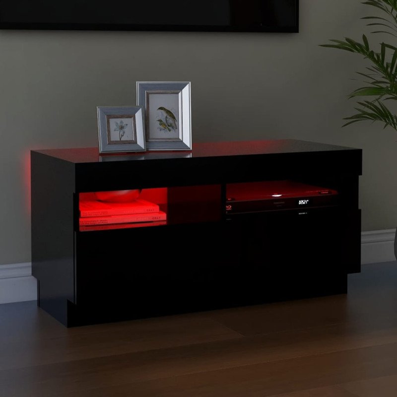 vidaXL TV skrinka s LED svetlami čierna 80x35x40 cm
