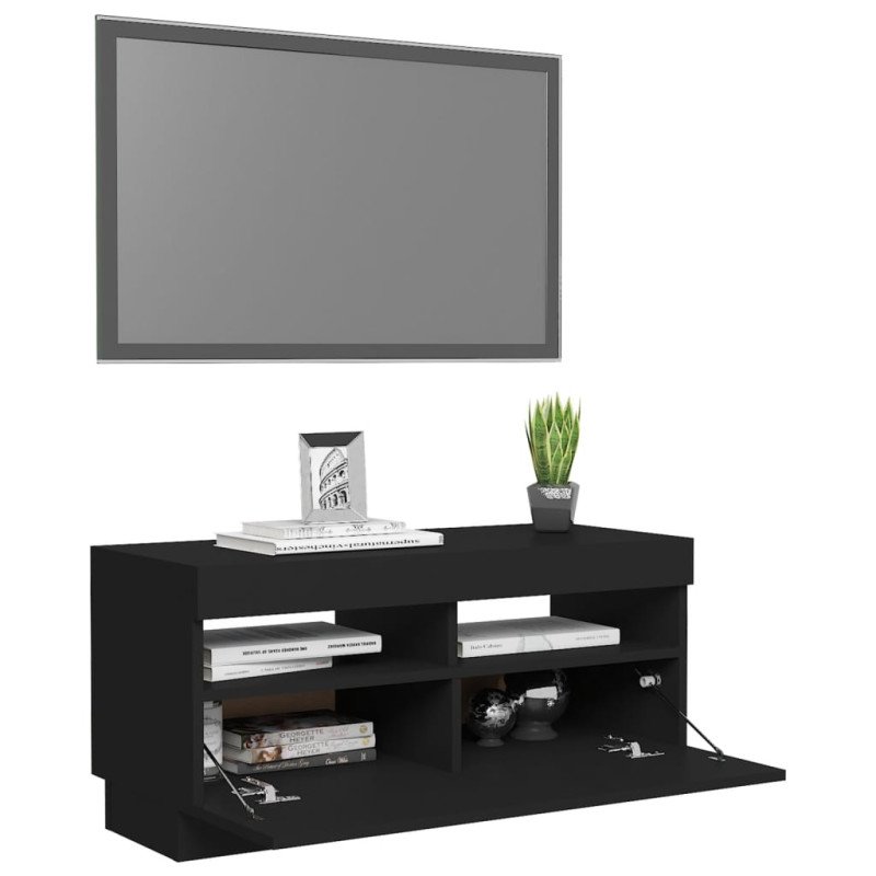 vidaXL TV skrinka s LED svetlami čierna 80x35x40 cm