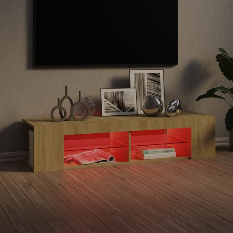 vidaXL TV skrinka s LED svetlami dub sonoma 135x39x30 cm