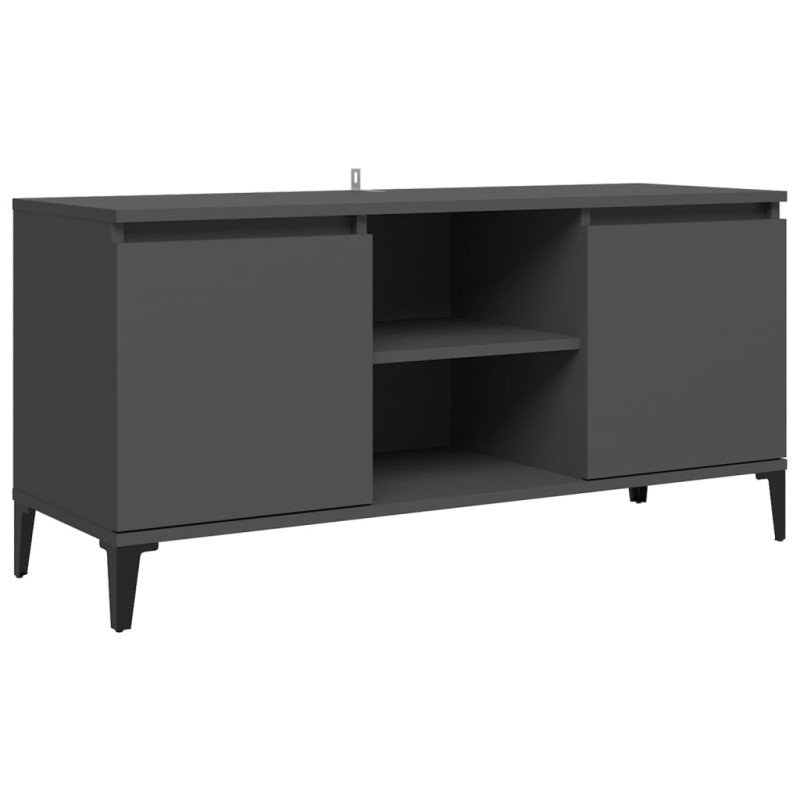 vidaXL TV stolík kovové nohy sivý 103,5x35x50 cm