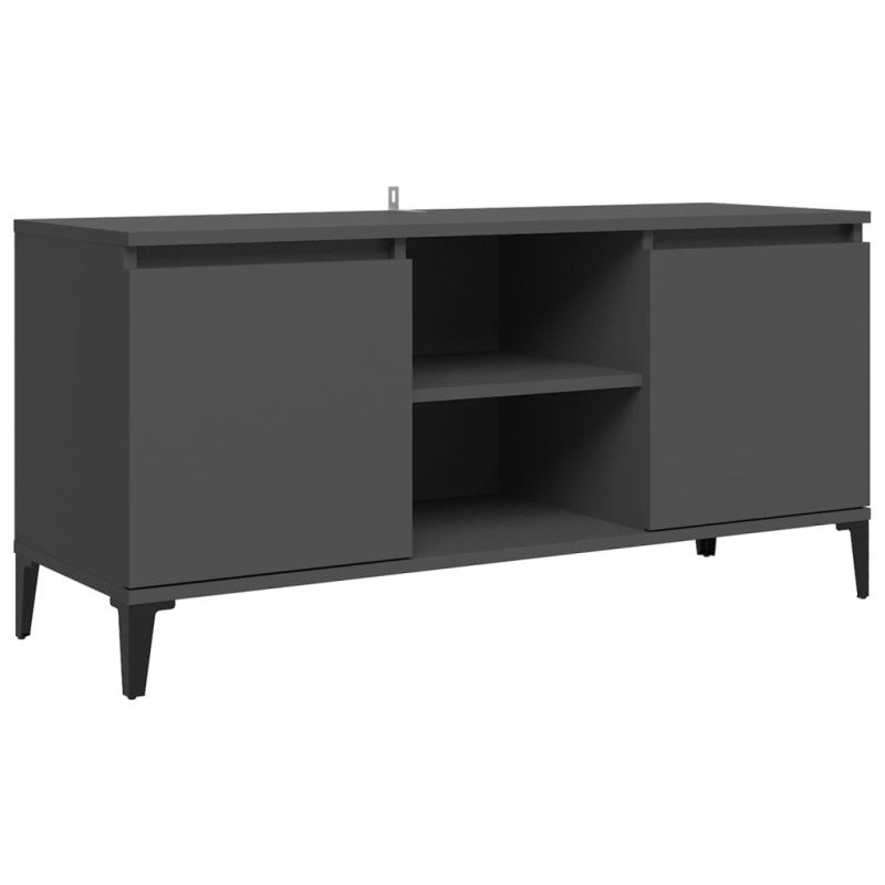 vidaXL TV stolík kovové nohy sivý 103,5x35x50 cm