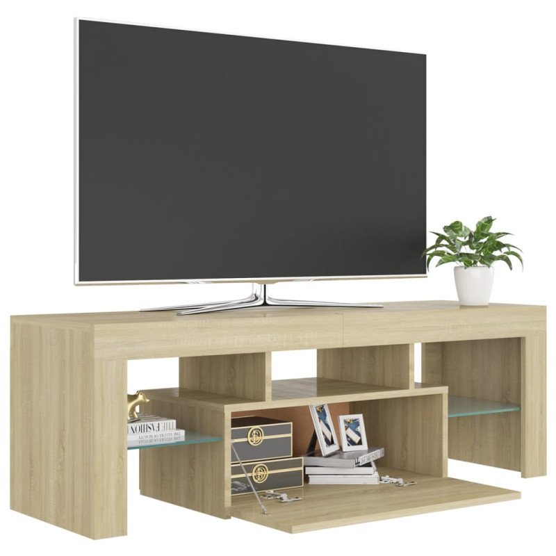 vidaXL TV skrinka s LED svetlami dub sonoma 120x35x40 cm