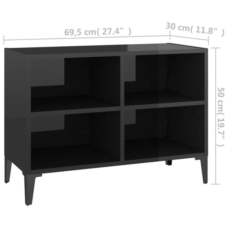 vidaXL TV stolík nohy z kovu lesklý čierny 69,5x30x50 cm vidaXL TV stolík nohy z kovu lesklý čierny 69,5x30x50 cm