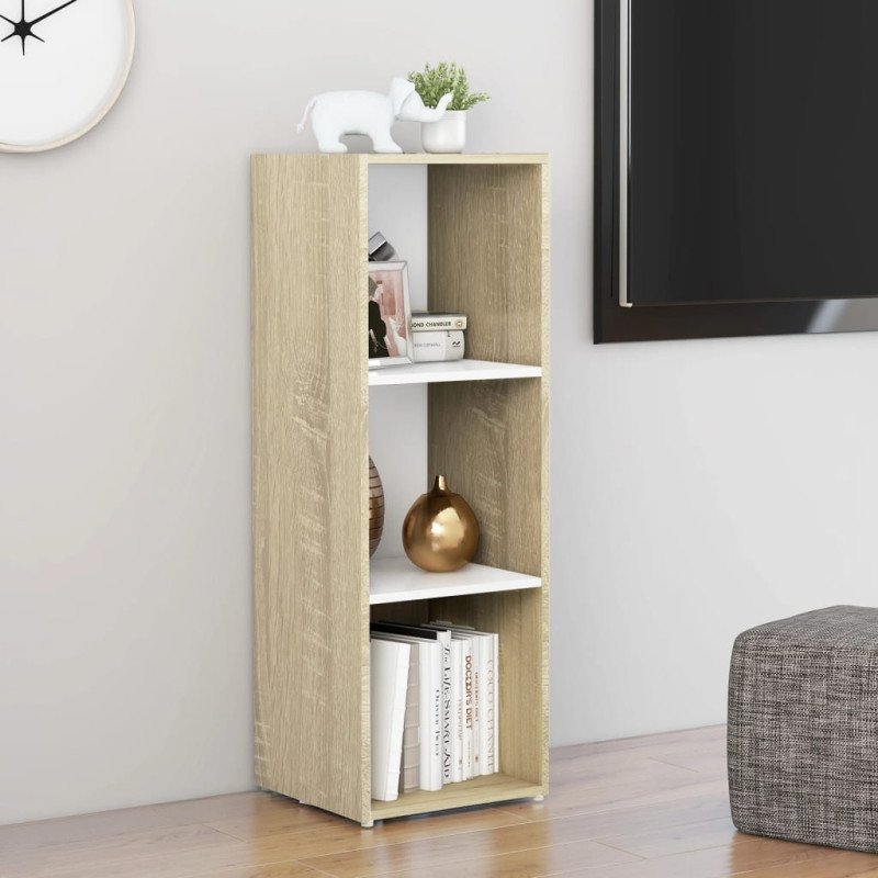 vidaXL TV skrinka, biela a dub sonoma 107x35x37 cm, kompozitné drevo