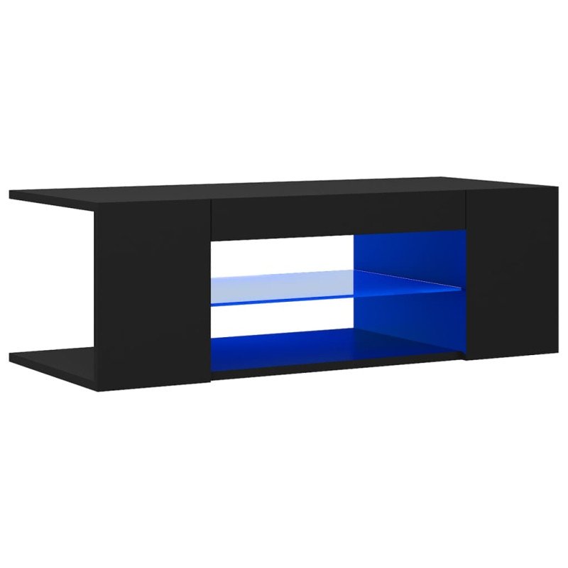 vidaXL TV skrinka s LED svetlami čierna 90x39x30 cm