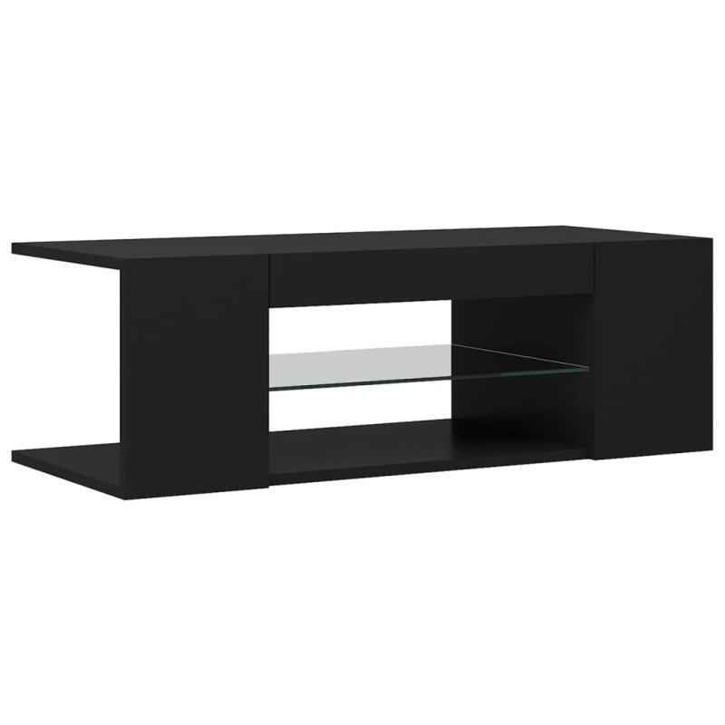 vidaXL TV skrinka s LED svetlami čierna 90x39x30 cm