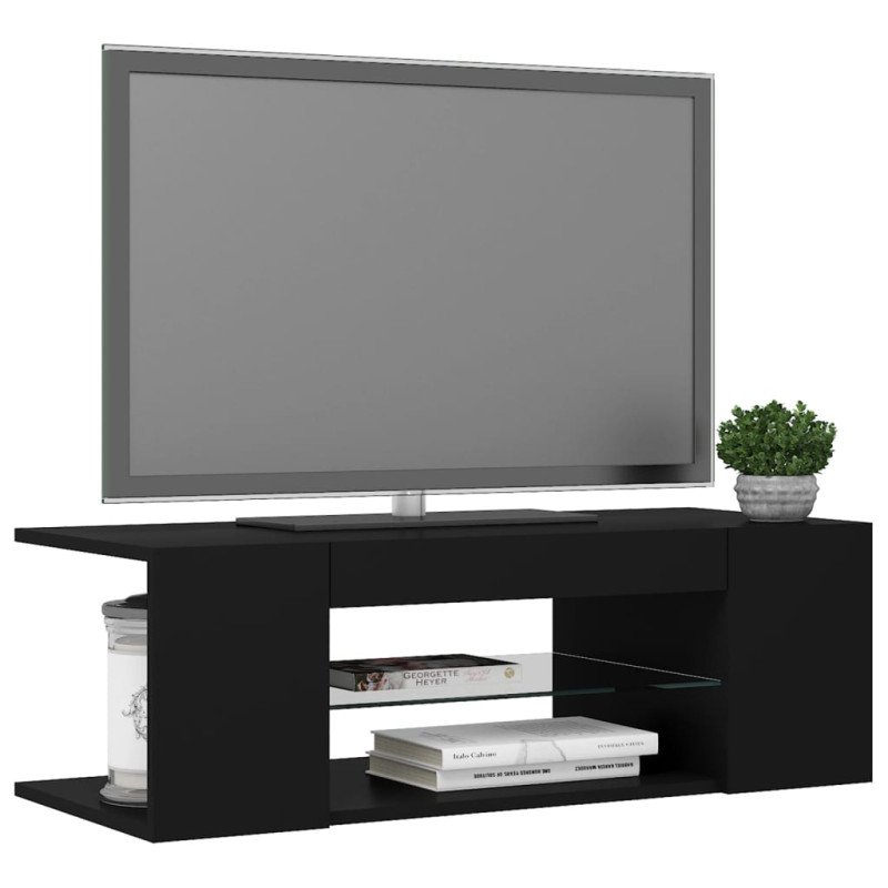 vidaXL TV skrinka s LED svetlami čierna 90x39x30 cm