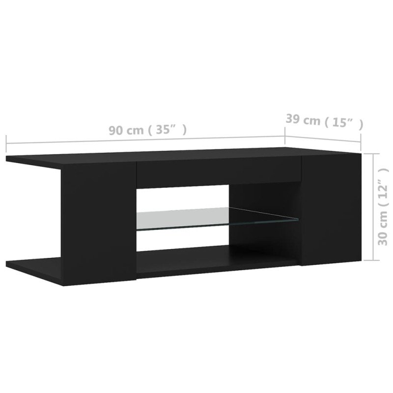 vidaXL TV skrinka s LED svetlami čierna 90x39x30 cm