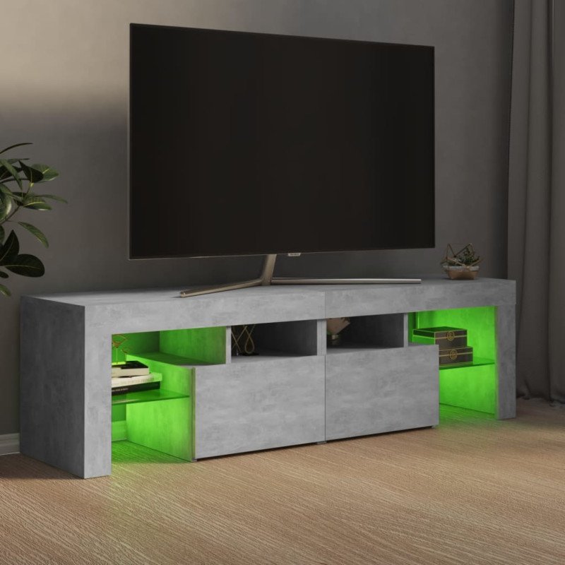 vidaXL TV skrinka s LED svetlami, betónovo sivá 140x36,5x40 cm