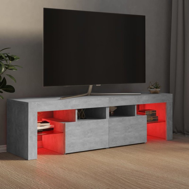 vidaXL TV skrinka s LED svetlami, betónovo sivá 140x36,5x40 cm