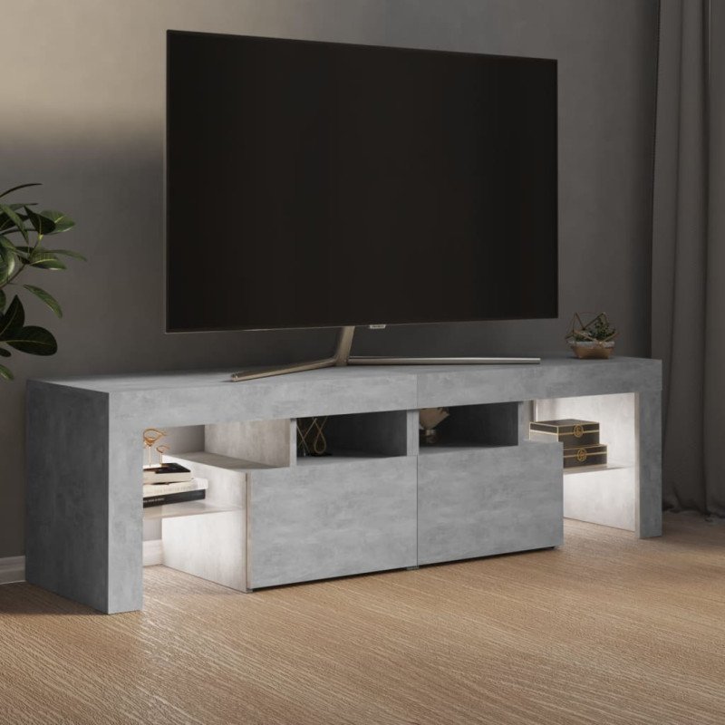 vidaXL TV skrinka s LED svetlami, betónovo sivá 140x36,5x40 cm