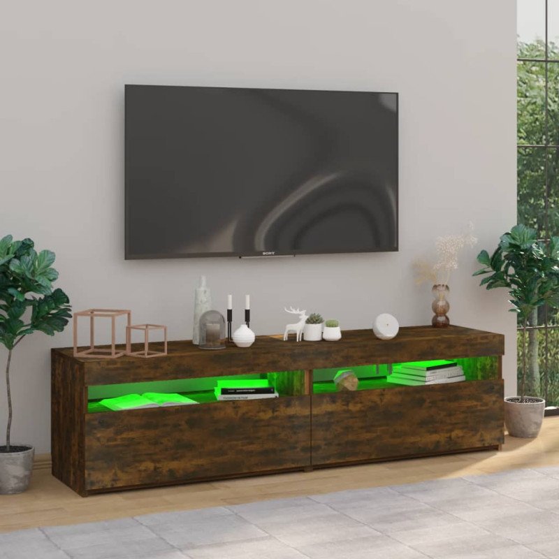vidaXL TV skrinky s LED svetlami 2 ks tmavý dub 75x35x40 cm