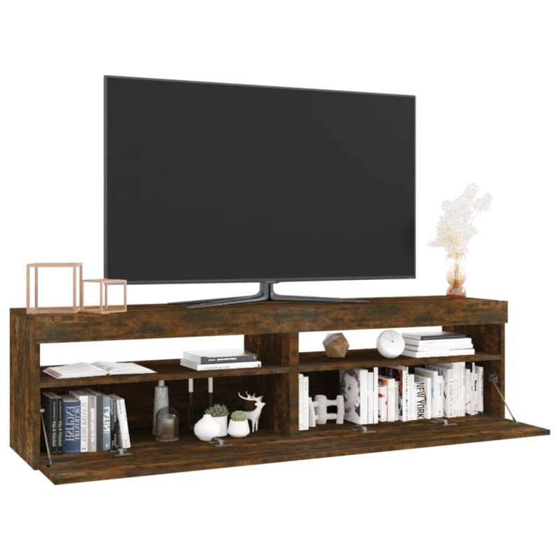 vidaXL TV skrinky s LED svetlami 2 ks tmavý dub 75x35x40 cm