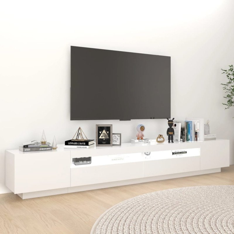 vidaXL TV skrinka s LED svetlami biela 260x35x40 cm vidaXL TV skrinka s LED svetlami biela 260x35x40 cm