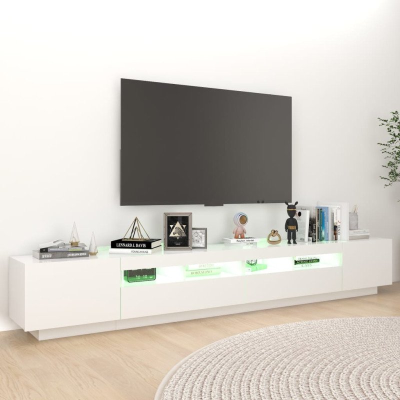 vidaXL TV skrinka s LED svetlami biela 260x35x40 cm vidaXL TV skrinka s LED svetlami biela 260x35x40 cm