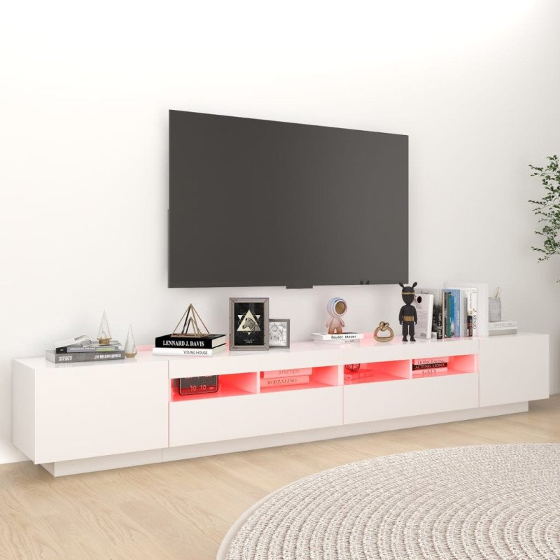 vidaXL TV skrinka s LED svetlami biela 260x35x40 cm vidaXL TV skrinka s LED svetlami biela 260x35x40 cm