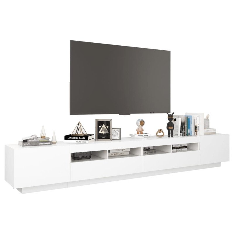 vidaXL TV skrinka s LED svetlami biela 260x35x40 cm vidaXL TV skrinka s LED svetlami biela 260x35x40 cm