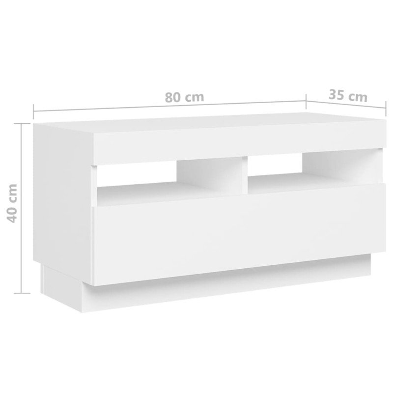 vidaXL TV skrinka s LED svetlami biela 260x35x40 cm vidaXL TV skrinka s LED svetlami biela 260x35x40 cm