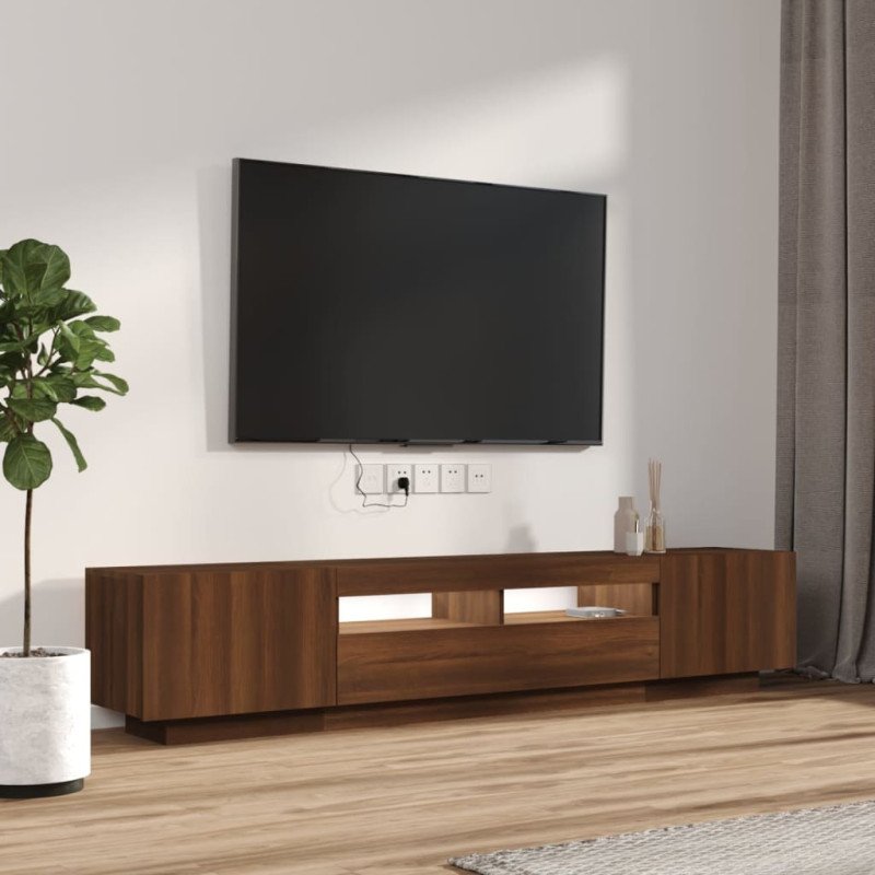 vidaXL 2-dielna súprava TV skriniek s LED hnedý dub spracované drevo