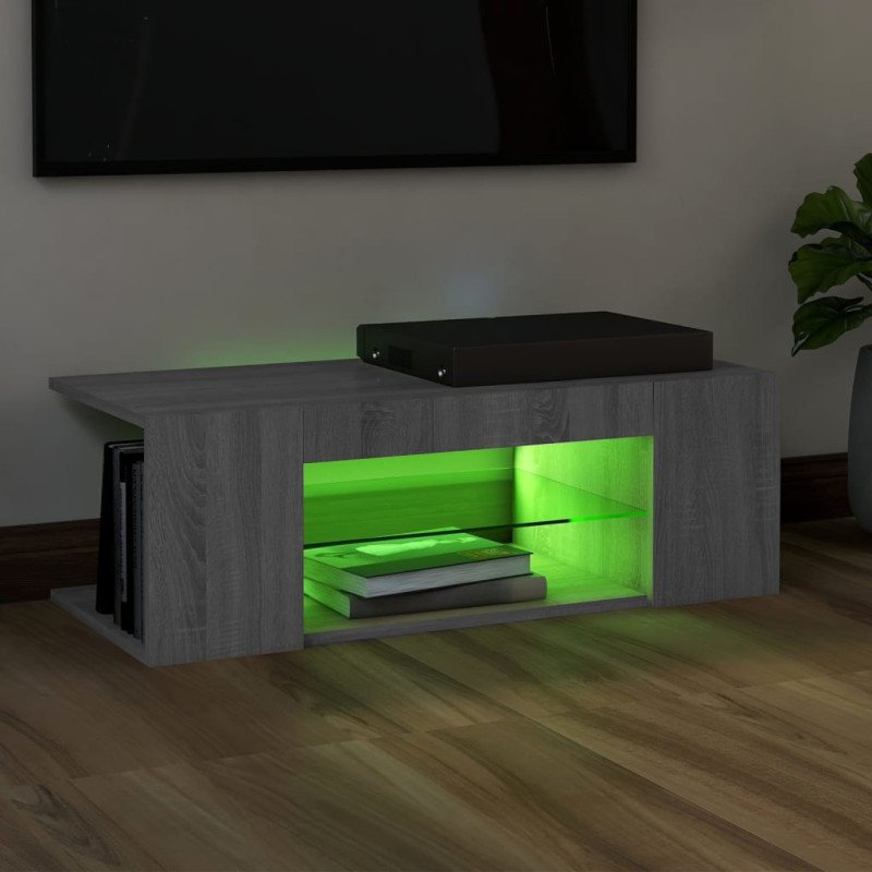 vidaXL TV skrinka s LED svetlami sivá sonoma 90x39x30 cm