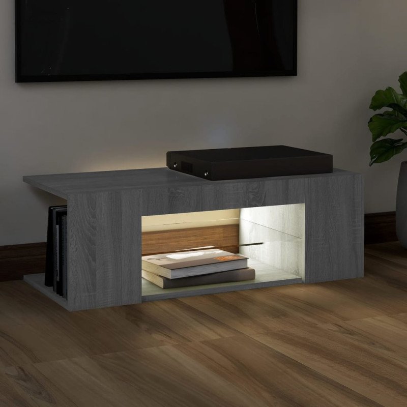 vidaXL TV skrinka s LED svetlami sivá sonoma 90x39x30 cm