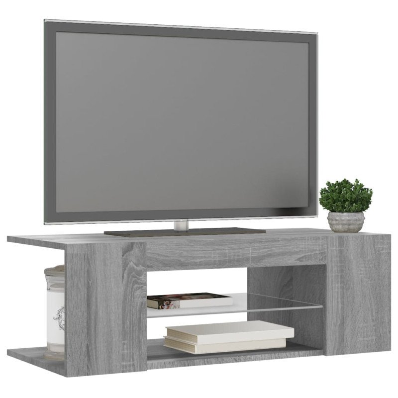 vidaXL TV skrinka s LED svetlami sivá sonoma 90x39x30 cm