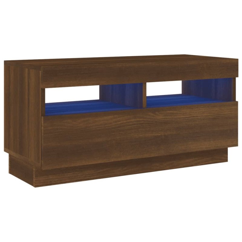 vidaXL TV skrinka s LED, hnedý dub 80x35x40 cm
