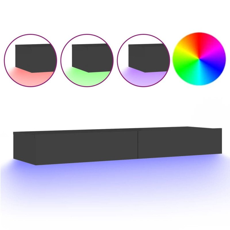 vidaXL TV skrinka s LED svetlami sivá 120x35x15,5 cm