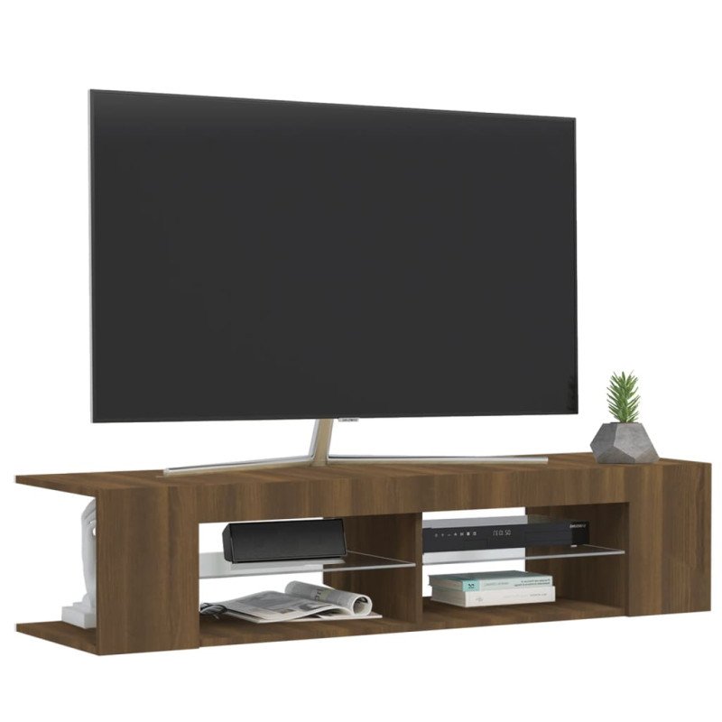 vidaXL TV skrinka s LED, hnedý dub 135x39x30 cm