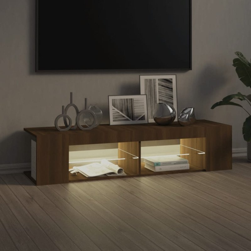 vidaXL TV skrinka s LED, hnedý dub 135x39x30 cm