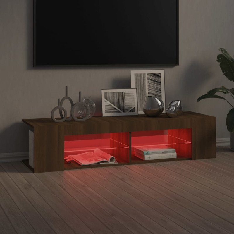 vidaXL TV skrinka s LED, hnedý dub 135x39x30 cm