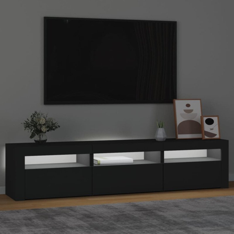 vidaXL TV skrinka s LED svetlami čierna 180x35x40 cm