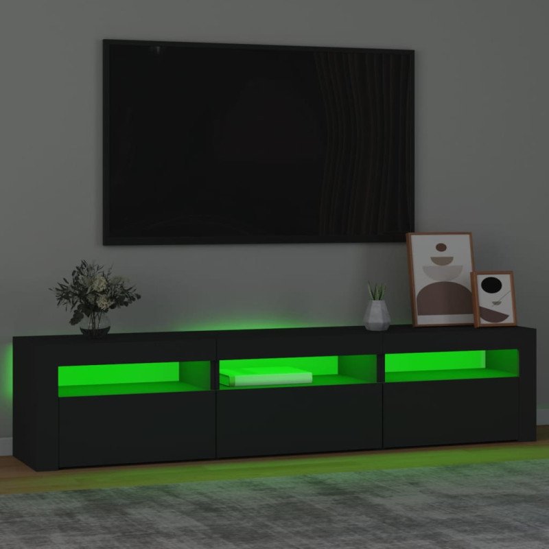 vidaXL TV skrinka s LED svetlami čierna 180x35x40 cm