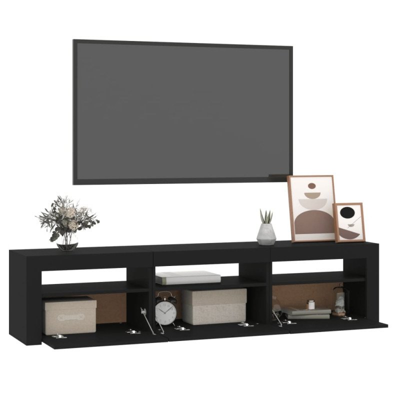 vidaXL TV skrinka s LED svetlami čierna 180x35x40 cm
