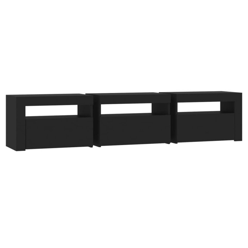vidaXL TV skrinka s LED svetlami čierna 180x35x40 cm