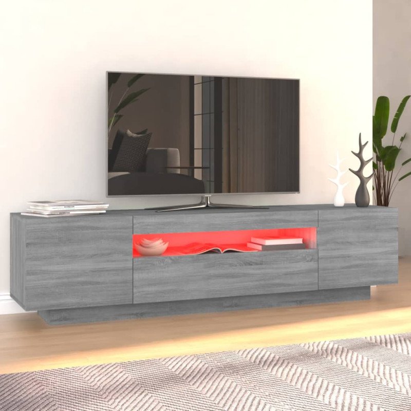 vidaXL TV skrinka s LED, sivý dub sonoma 160x35x40 cm