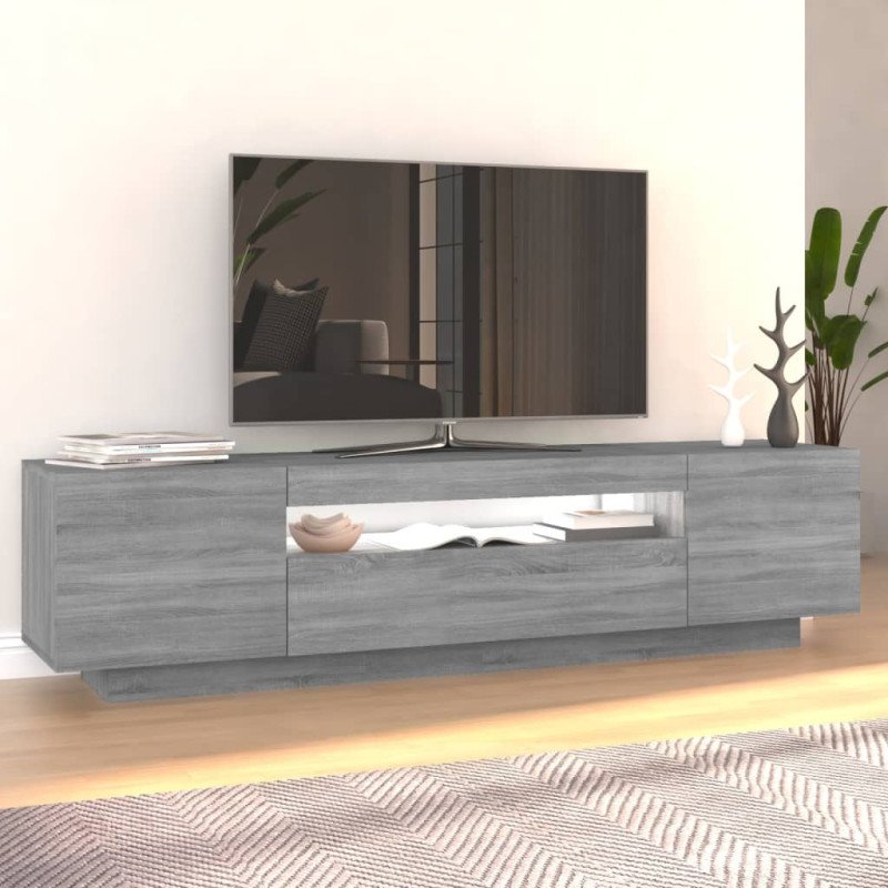 vidaXL TV skrinka s LED, sivý dub sonoma 160x35x40 cm