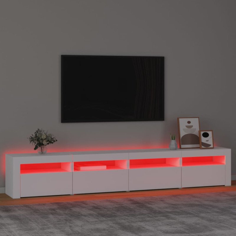 vidaXL TV skrinka s LED svetlami biela 240x35x40 cm