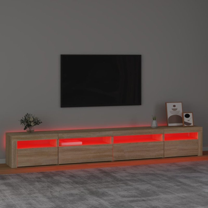 vidaXL TV skrinka s LED svetlami dub sonoma 270 x 35 x 40 cm