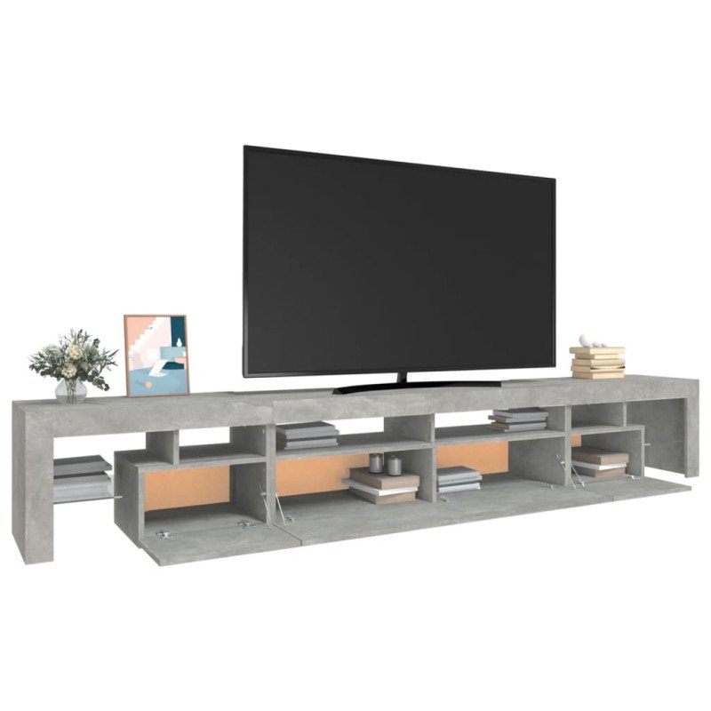 vidaXL TV skrinka s LED svetlami betónová sivá 260 x 36,5 x 40 cm