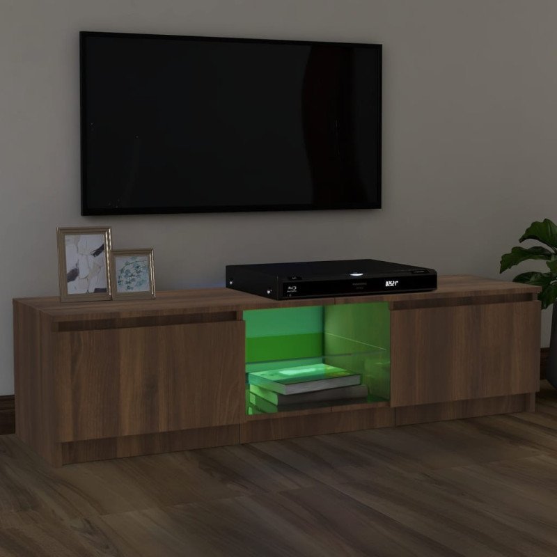 vidaXL TV skrinka s LED, hnedý dub 120x30x35,5 cm